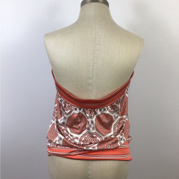 Trina Turk Coral and Cream Geometric Print Top, sz LG - Picture 3 of 12